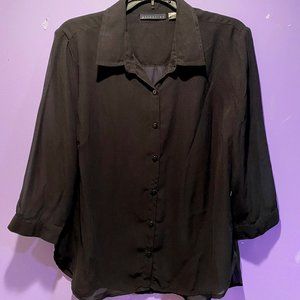 Black Sheer Button Up Shirt - attention